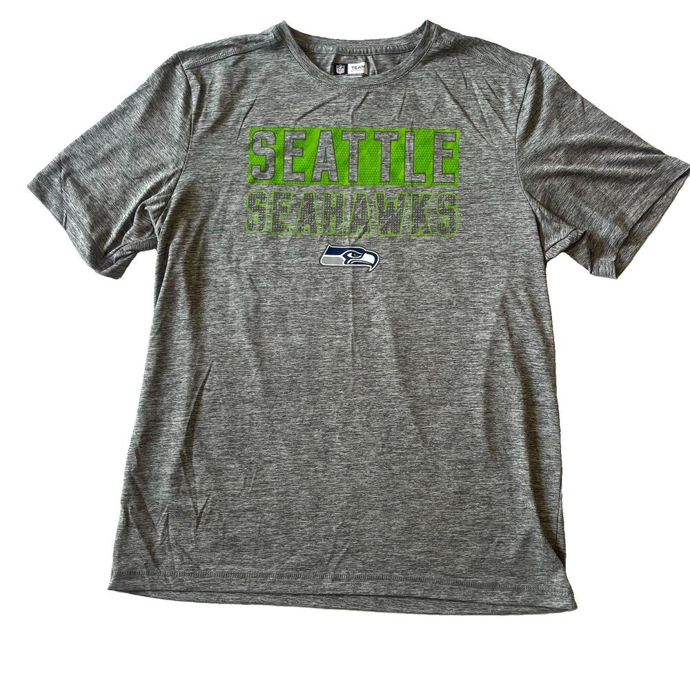 NFL Team Apparel Seattle Seahawks T-Shirt Men’s Size L Gray Green NFL TX3 Cool